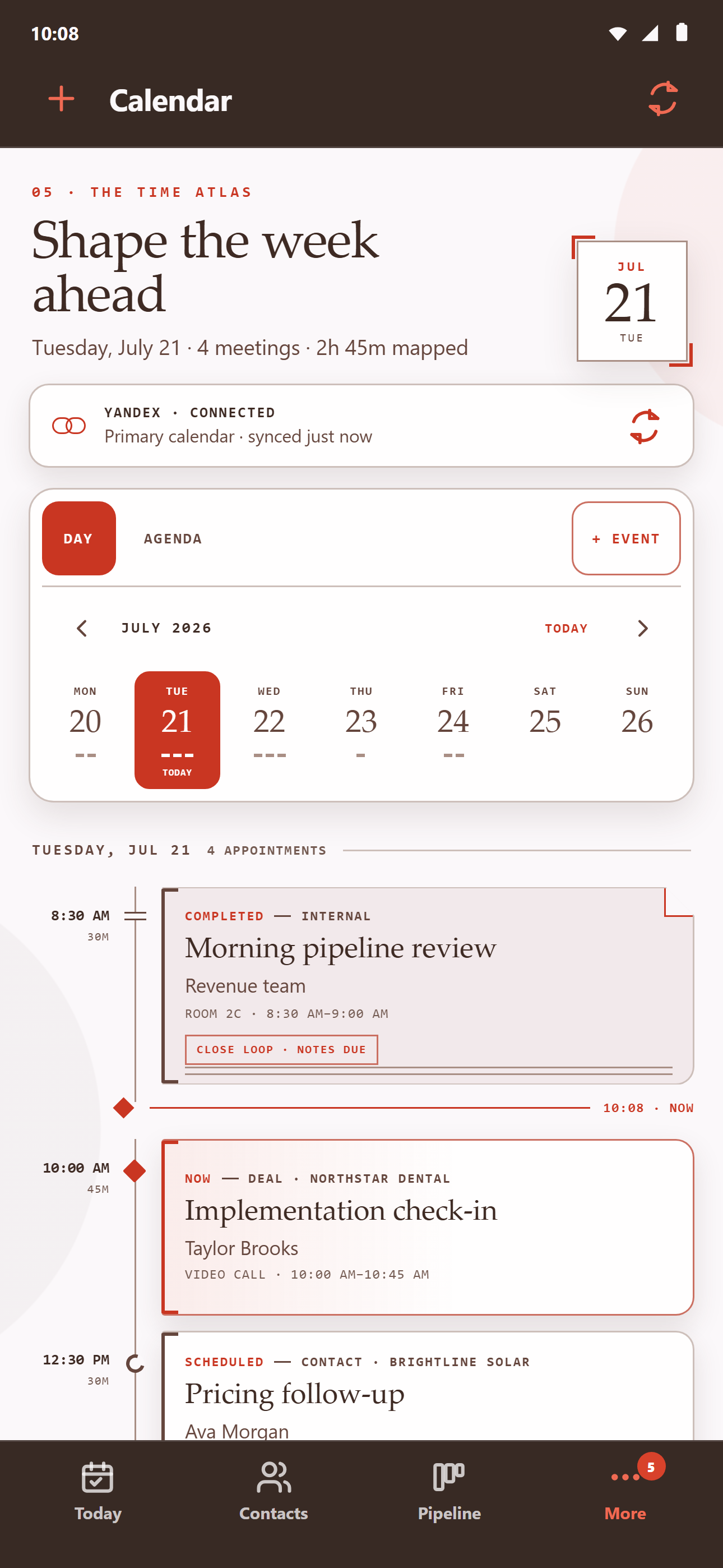 Calendar and agenda
