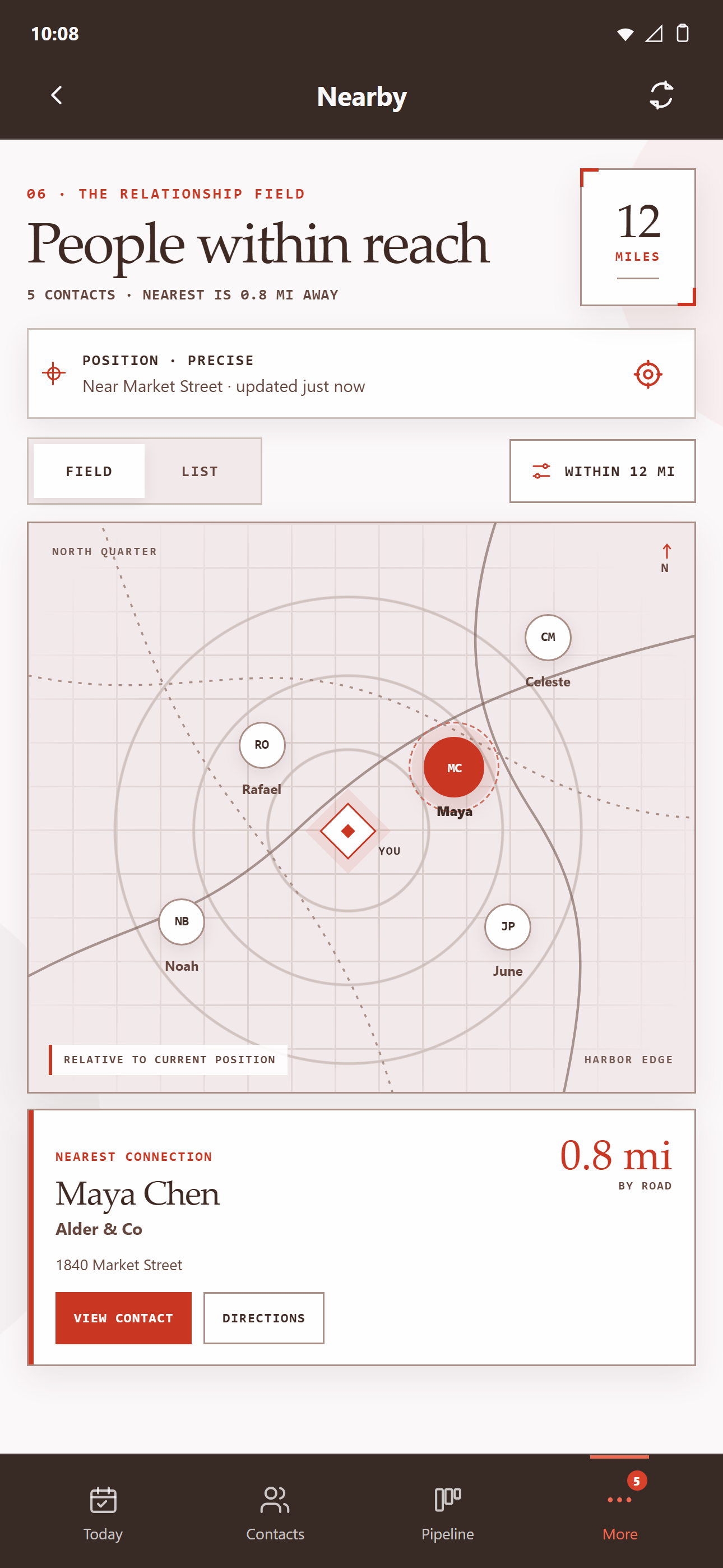 Nearby customer relationships